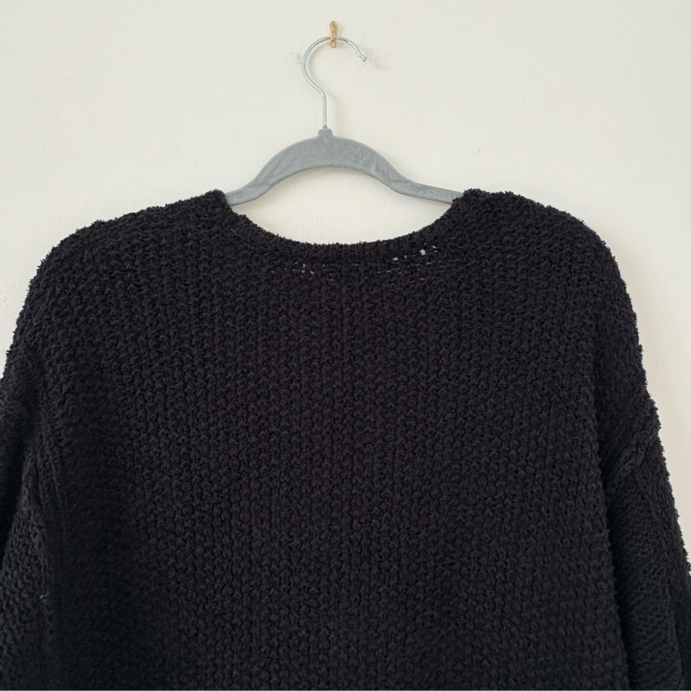 Free People | Coco V-Neck Textured Sweater | Sz M | Black | EUC - Picture 8 of 9